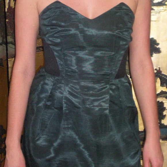 green strapless mini dress